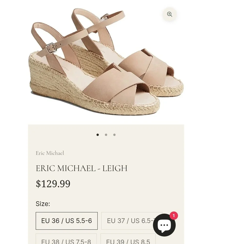 NWB Eric Michael Leigh Espadrille Wedge Blue Nubuck Sandals EU 36 US‎ 6